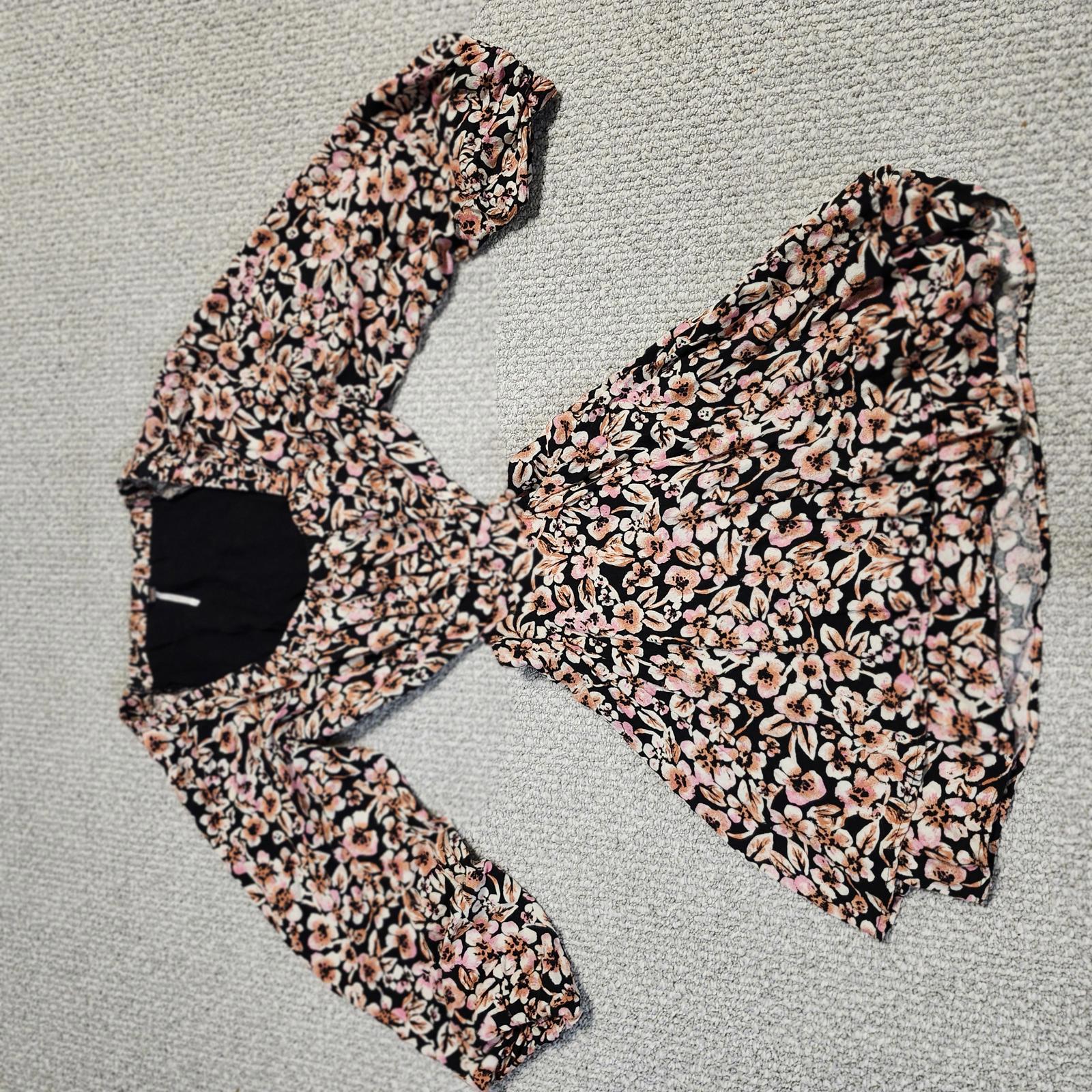 Free People Jael Dress Floral Long Sleeve Size Small Ballon Sleeves Waist Cutout
